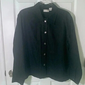 Elisabeth by Liz Claiborne Black Linen Shacket with pockets size 1 (L-XL)